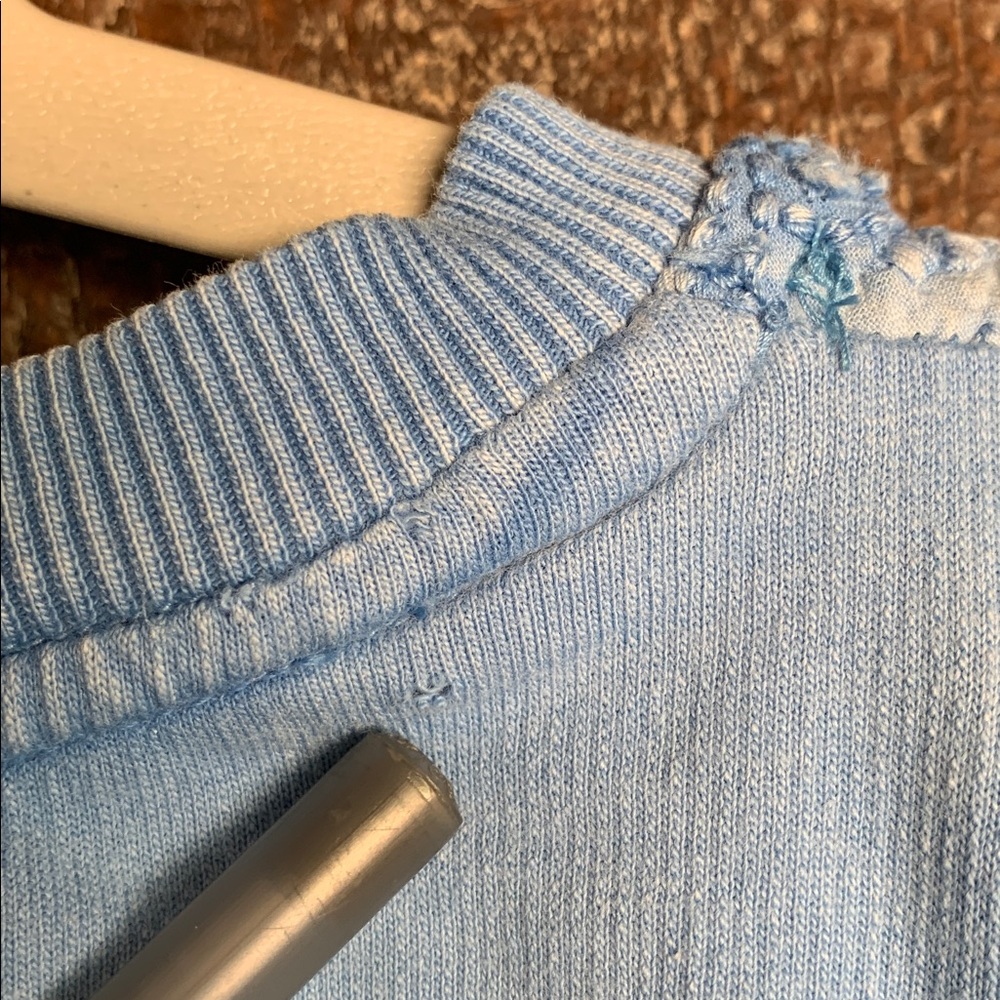Anthropologie Pilcro Women Washed Eyelet Blue Sweatshirt Top Size XXS Preppy - Picture 16 of 16